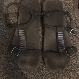 Gray sandals with sparkle accents